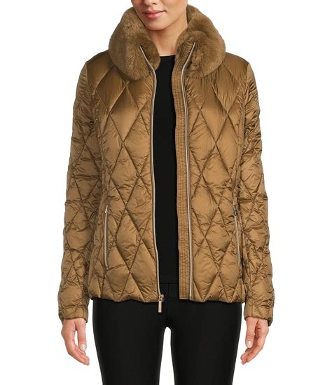 michael kors quilted fur coat